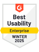 G2社による2023年秋のレポートで「Best Usability Enterprise」を獲得したことを示すバッジ