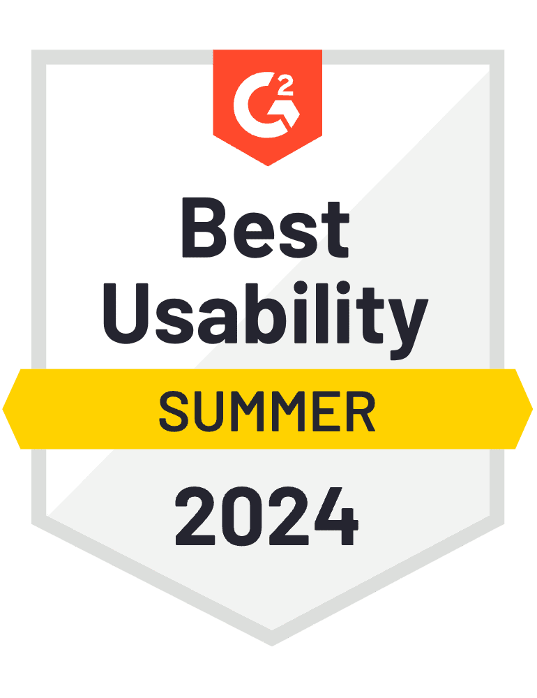 G2バッジ：Best Usability, Summer 2023