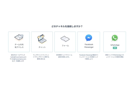 WhatsAppのオプションを表示したHubSpot画面