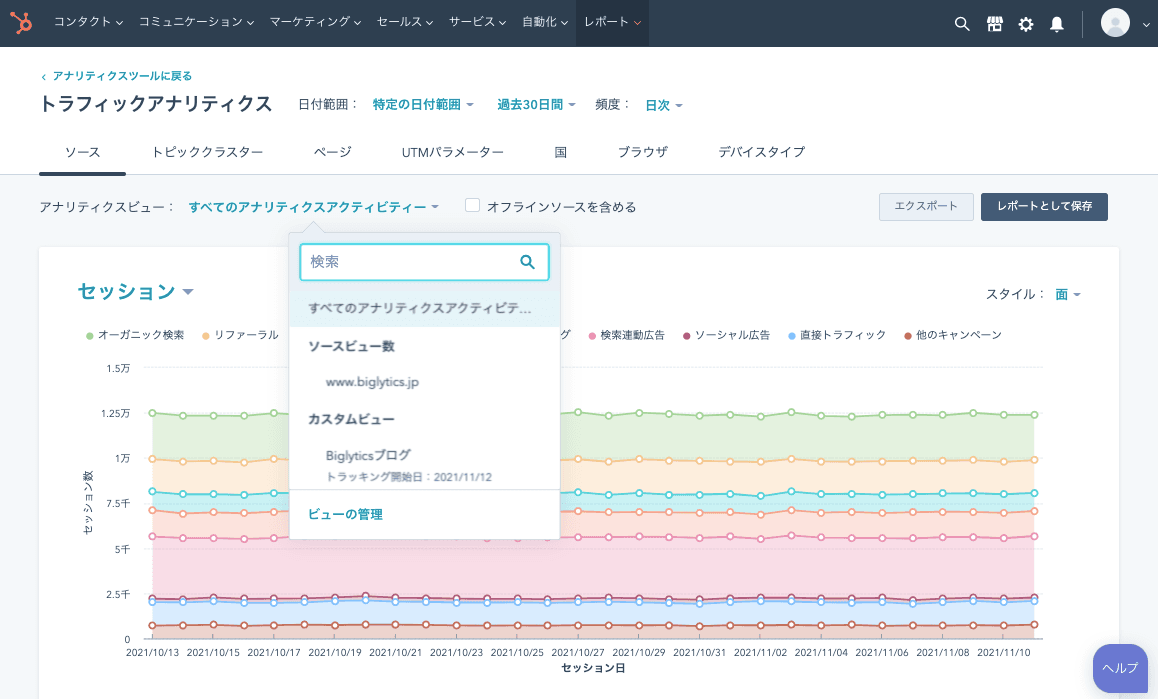 HubSpotのKPIソフトウェアからレポートを自動作成